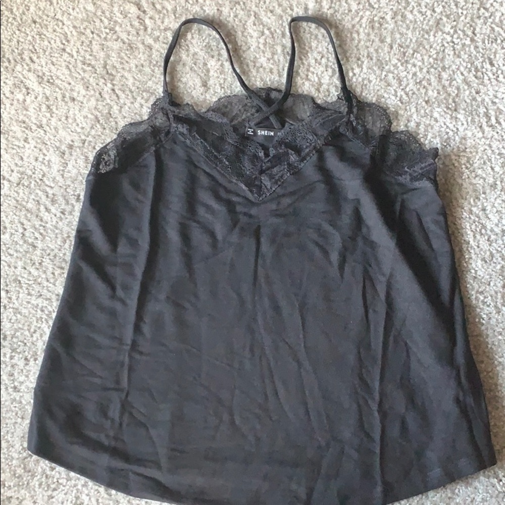 SHEIN Lacy Black Tank Top - Picture 3 of 4